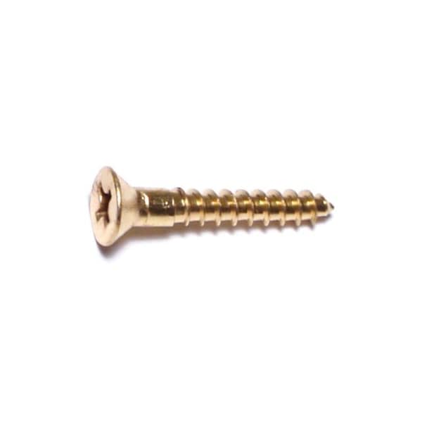 Midwest Fastener Wood Screw, #6, 7/8 in, Plain Brass Flat Head Phillips Drive, 40 PK 62807 - main